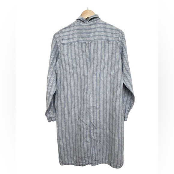 J. Jill Love Linen Light Blue White Striped Button Down Long Sleeve Dress Sz Sm - Picture 2 of 10